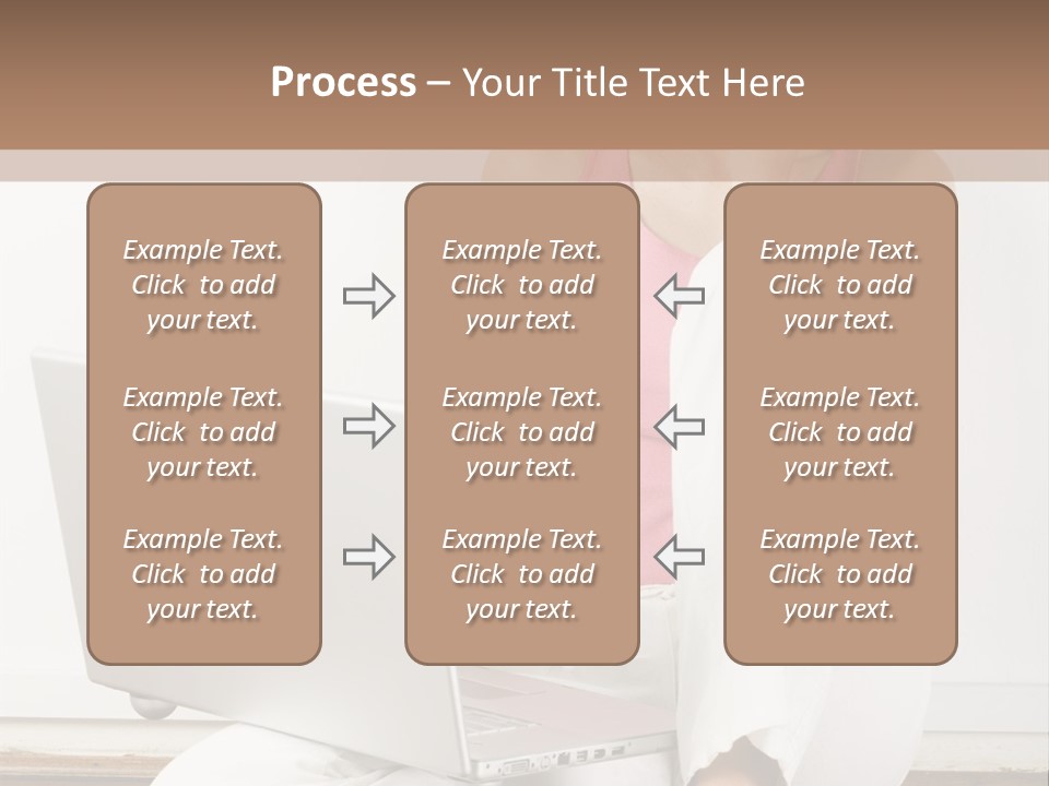 A Pretty Young Woman Sitting On Wooden Floor With Laptop And Mobile Phone PowerPoint Template