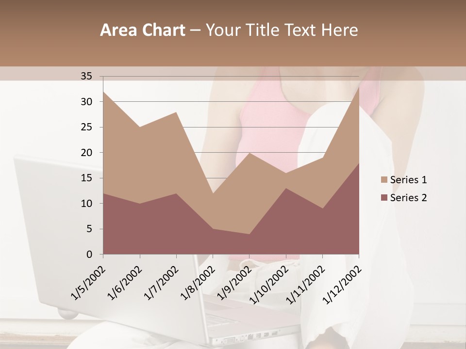 A Pretty Young Woman Sitting On Wooden Floor With Laptop And Mobile Phone PowerPoint Template