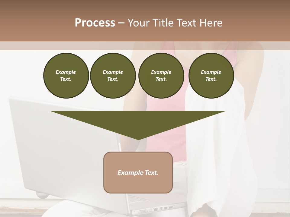 A Pretty Young Woman Sitting On Wooden Floor With Laptop And Mobile Phone PowerPoint Template