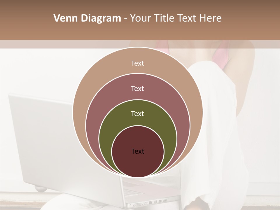 A Pretty Young Woman Sitting On Wooden Floor With Laptop And Mobile Phone PowerPoint Template