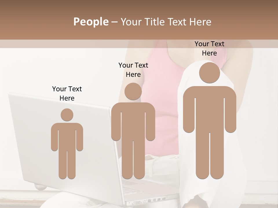 A Pretty Young Woman Sitting On Wooden Floor With Laptop And Mobile Phone PowerPoint Template