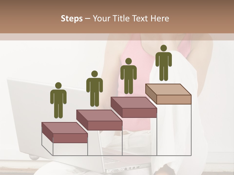 A Pretty Young Woman Sitting On Wooden Floor With Laptop And Mobile Phone PowerPoint Template