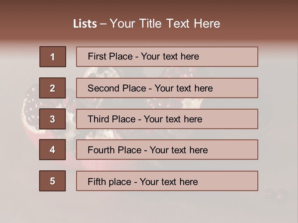 Gorgeous Broken Pomegranate In Holland's Style Laying On The Craft Paper PowerPoint Template