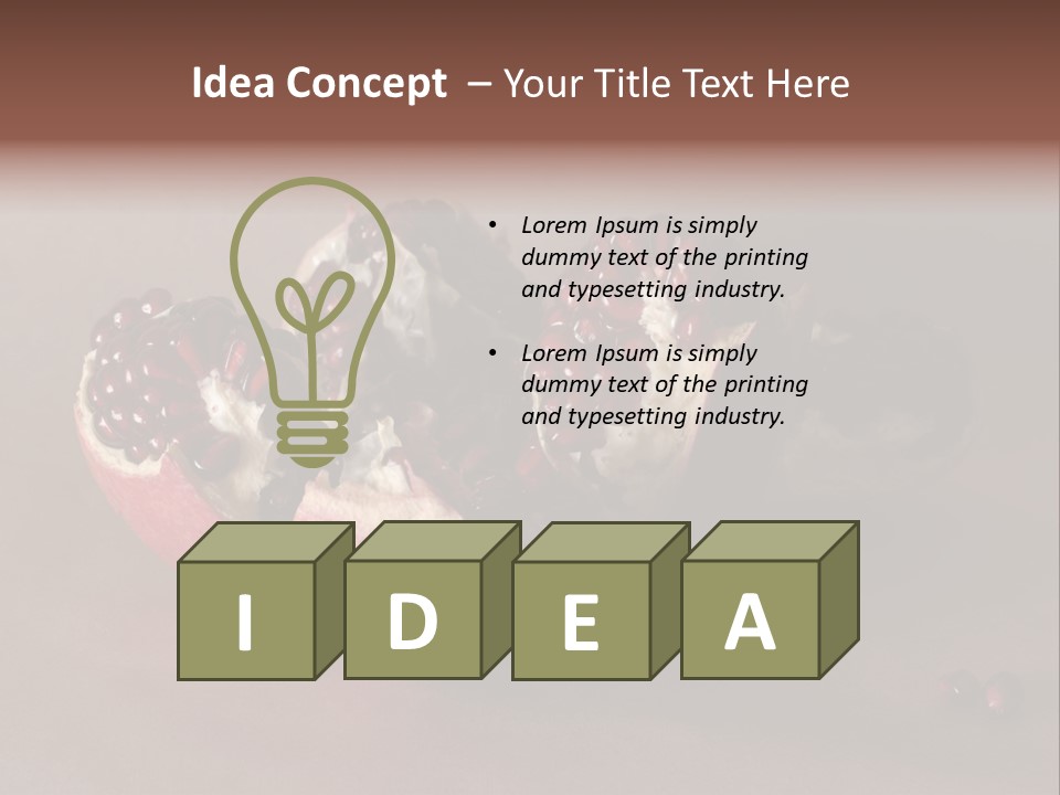 Gorgeous Broken Pomegranate In Holland's Style Laying On The Craft Paper PowerPoint Template