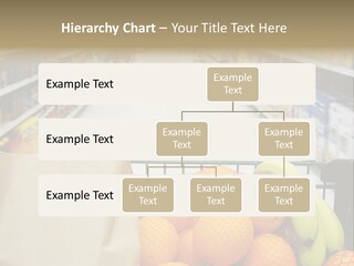 Grocery Cart Loaded With Fresh Fruit And Bread Moving Through The Aisle. PowerPoint Template