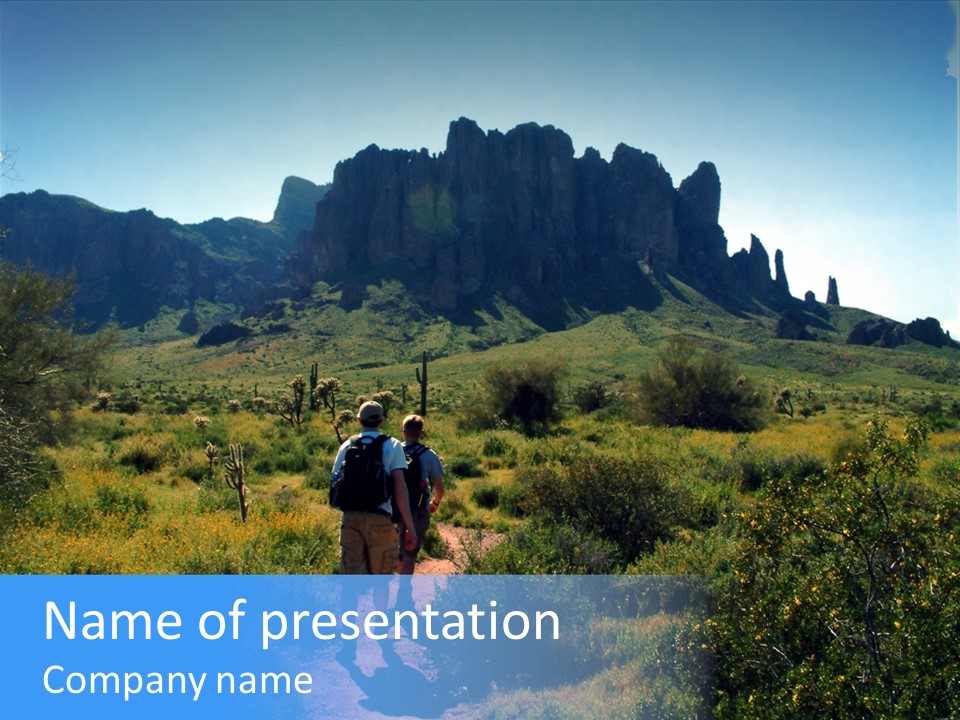 Hikers Hiking Into The Wilderness PowerPoint Template