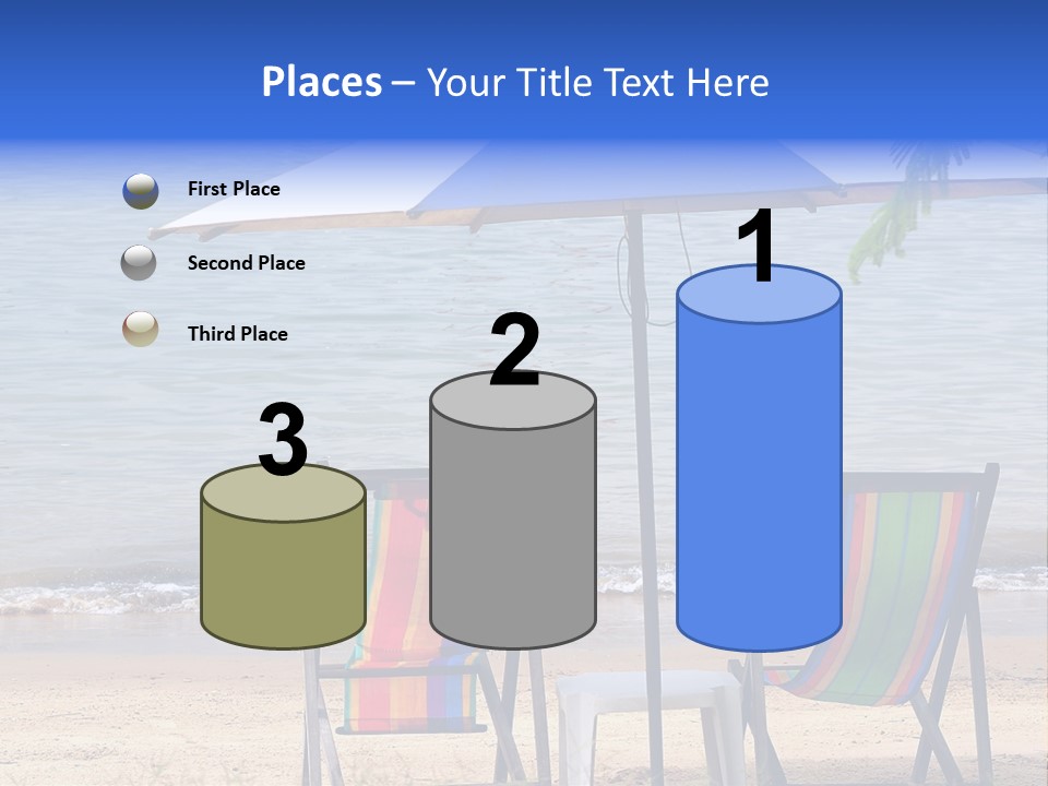 Two Beach Chairs Under An Umbrella On The Beach PowerPoint Template