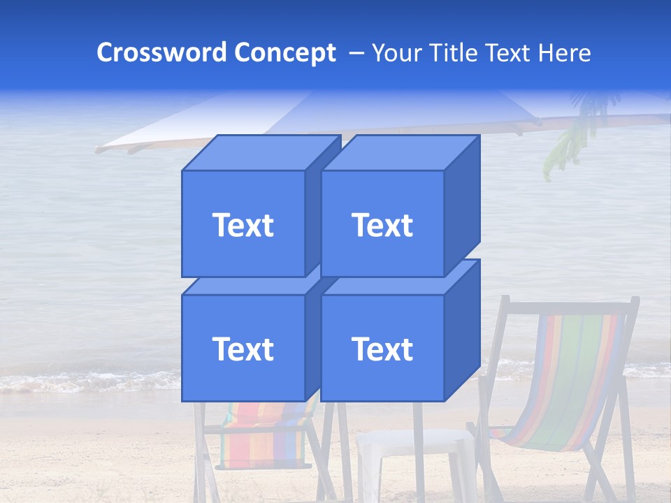 Two Beach Chairs Under An Umbrella On The Beach PowerPoint Template