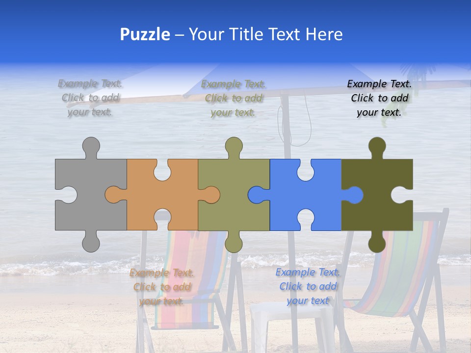 Two Beach Chairs Under An Umbrella On The Beach PowerPoint Template