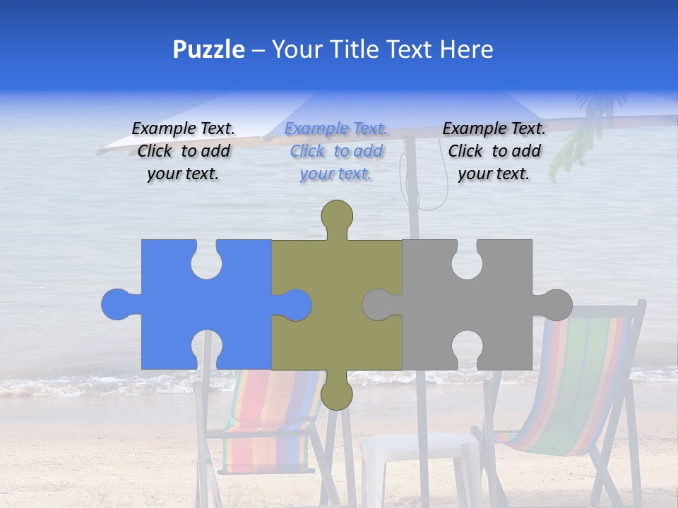 Two Beach Chairs Under An Umbrella On The Beach PowerPoint Template