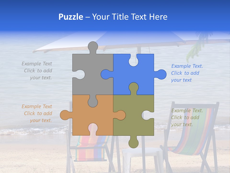 Two Beach Chairs Under An Umbrella On The Beach PowerPoint Template