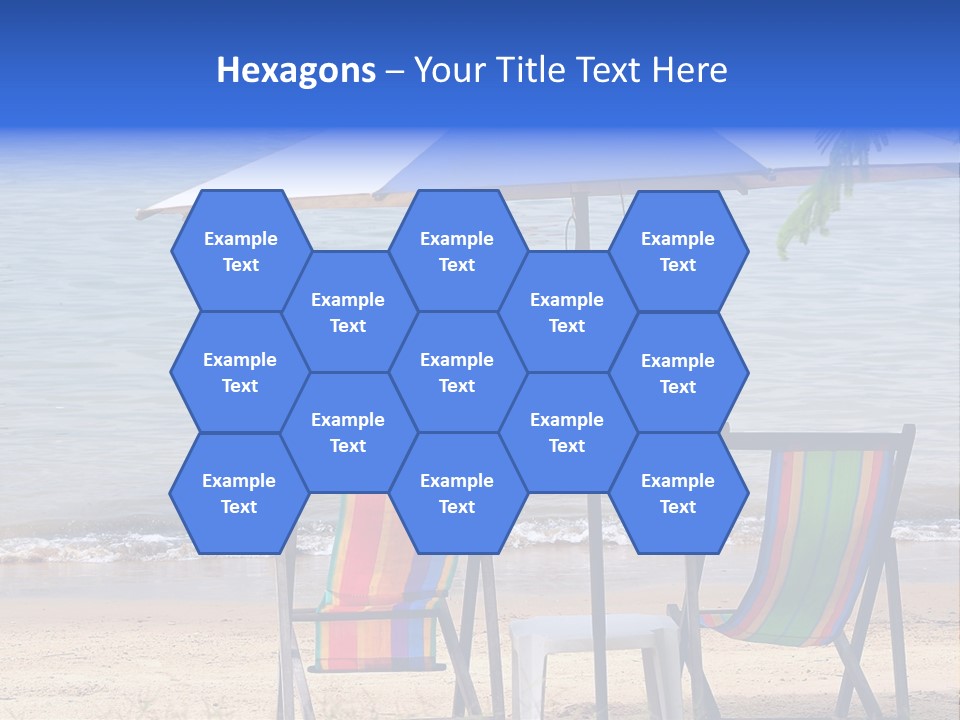 Two Beach Chairs Under An Umbrella On The Beach PowerPoint Template