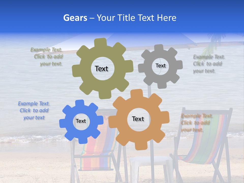 Two Beach Chairs Under An Umbrella On The Beach PowerPoint Template