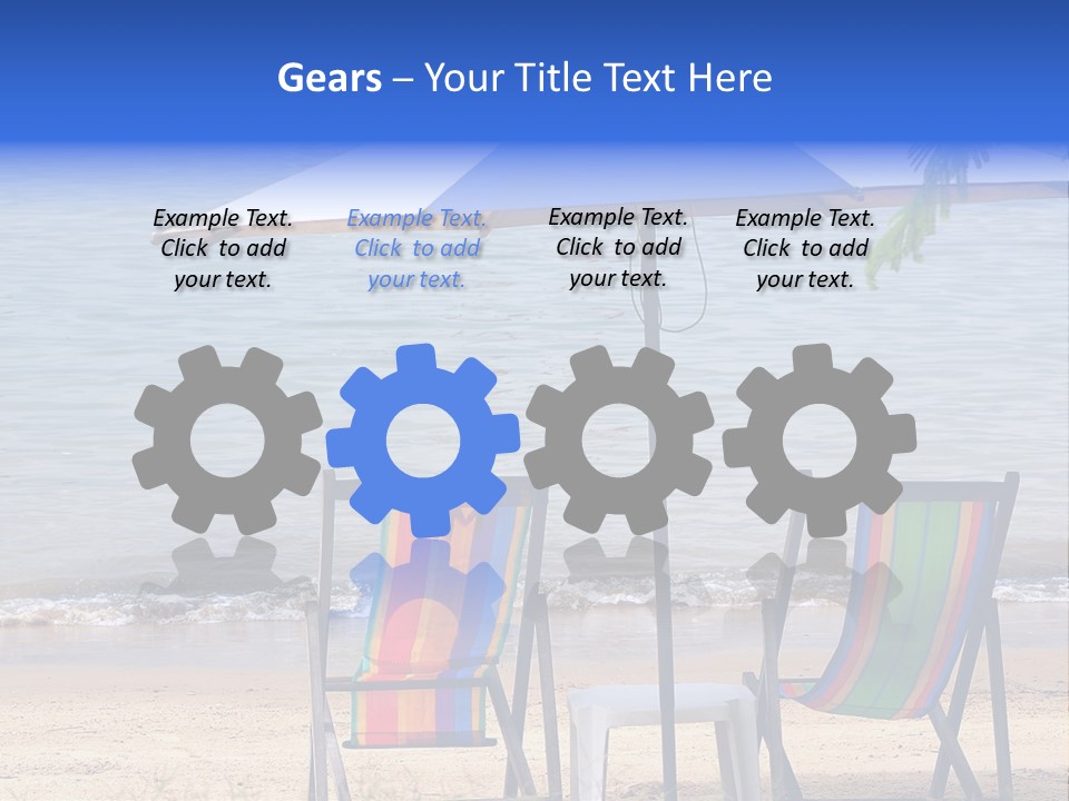 Two Beach Chairs Under An Umbrella On The Beach PowerPoint Template