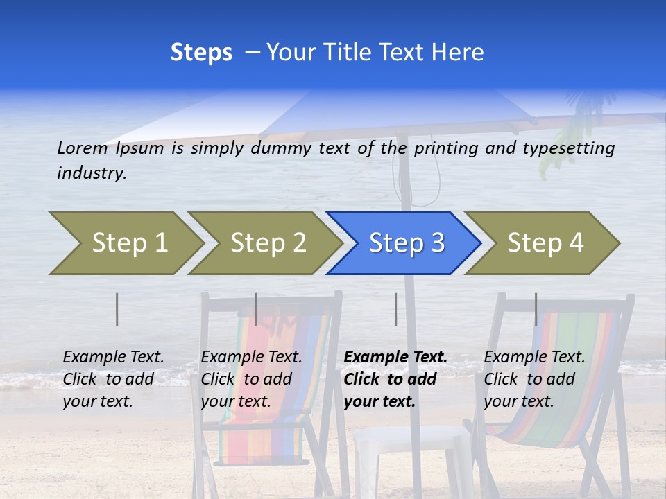 Two Beach Chairs Under An Umbrella On The Beach PowerPoint Template