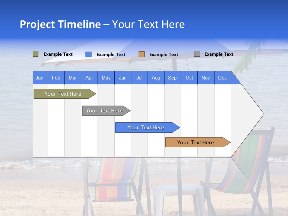 Two Beach Chairs Under An Umbrella On The Beach PowerPoint Template