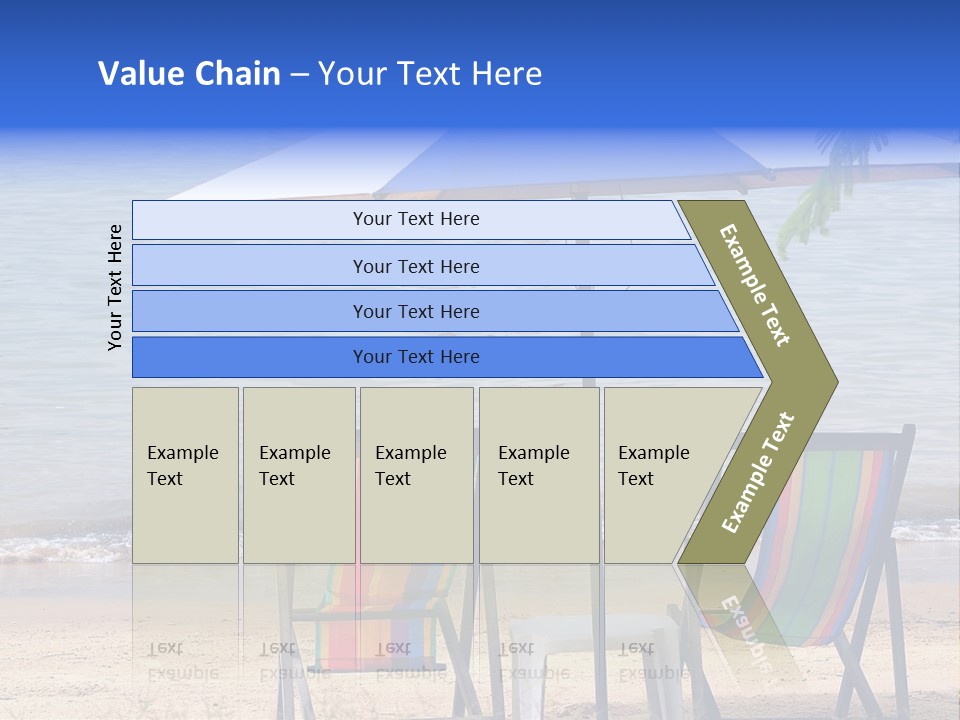 Two Beach Chairs Under An Umbrella On The Beach PowerPoint Template