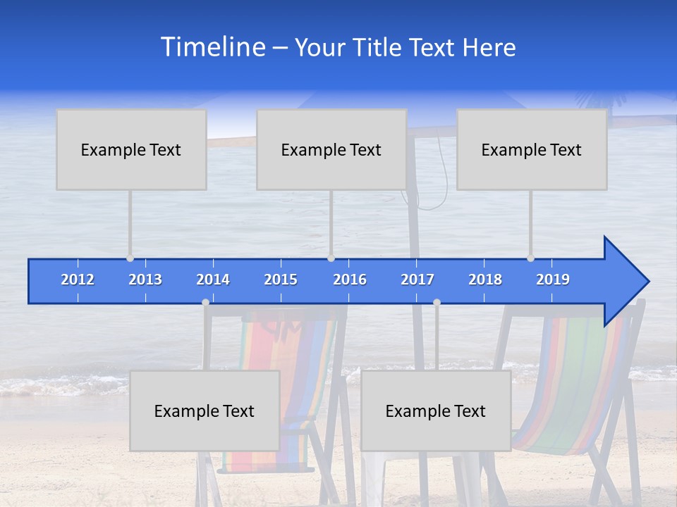 Two Beach Chairs Under An Umbrella On The Beach PowerPoint Template