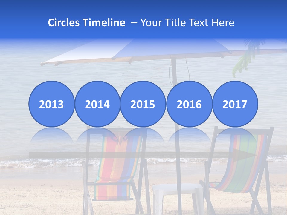 Two Beach Chairs Under An Umbrella On The Beach PowerPoint Template