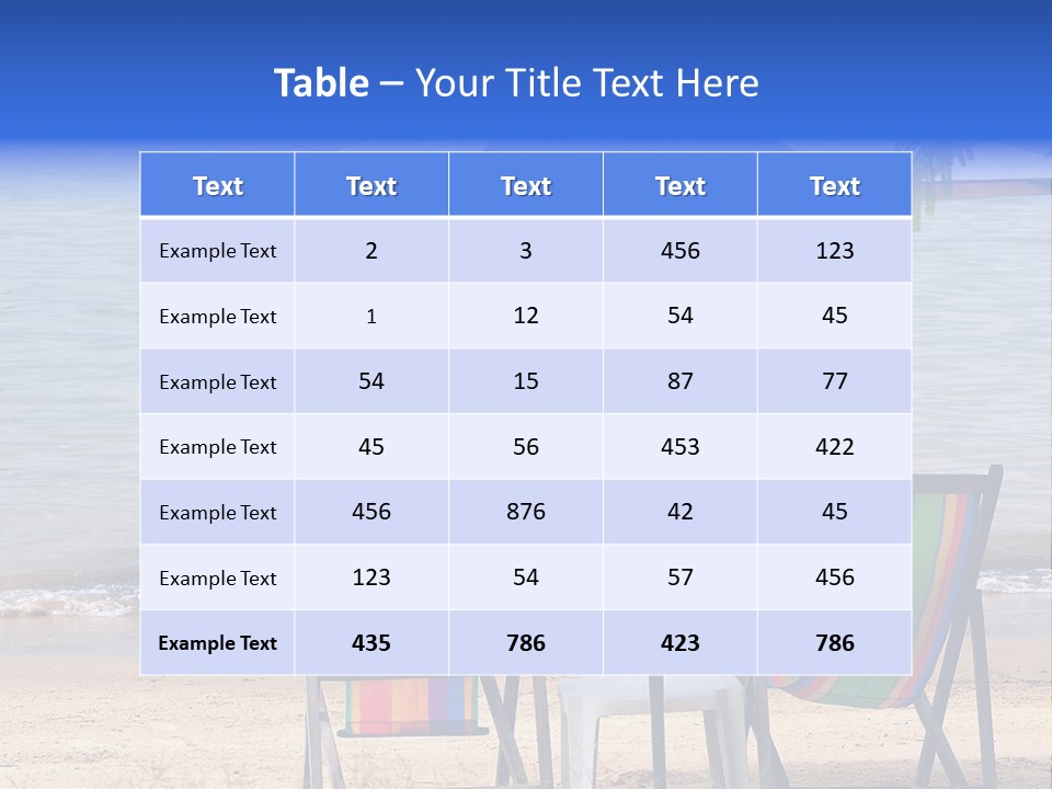 Two Beach Chairs Under An Umbrella On The Beach PowerPoint Template