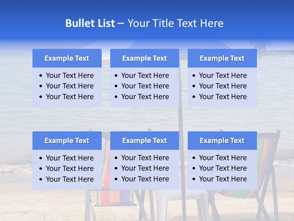 Two Beach Chairs Under An Umbrella On The Beach PowerPoint Template