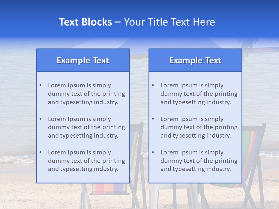 Two Beach Chairs Under An Umbrella On The Beach PowerPoint Template