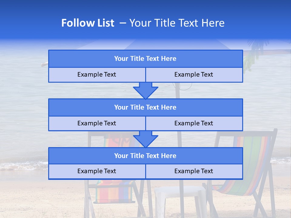 Two Beach Chairs Under An Umbrella On The Beach PowerPoint Template