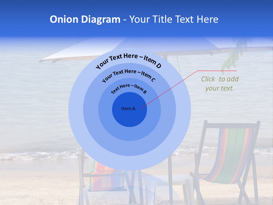 Two Beach Chairs Under An Umbrella On The Beach PowerPoint Template