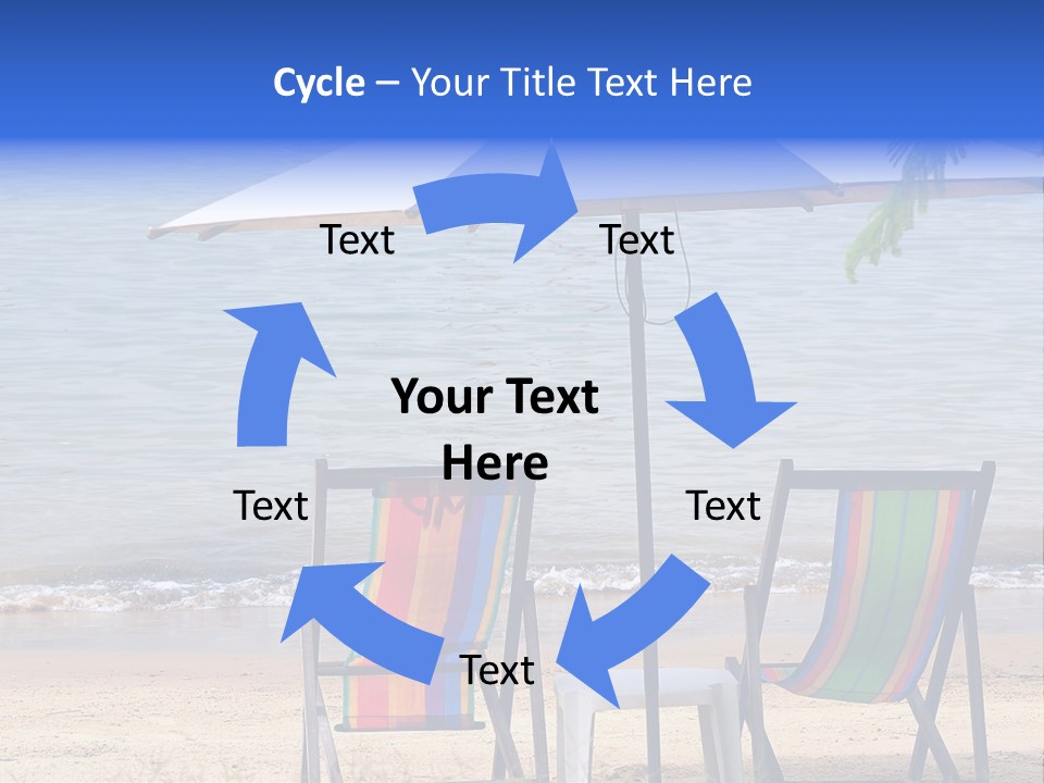 Two Beach Chairs Under An Umbrella On The Beach PowerPoint Template