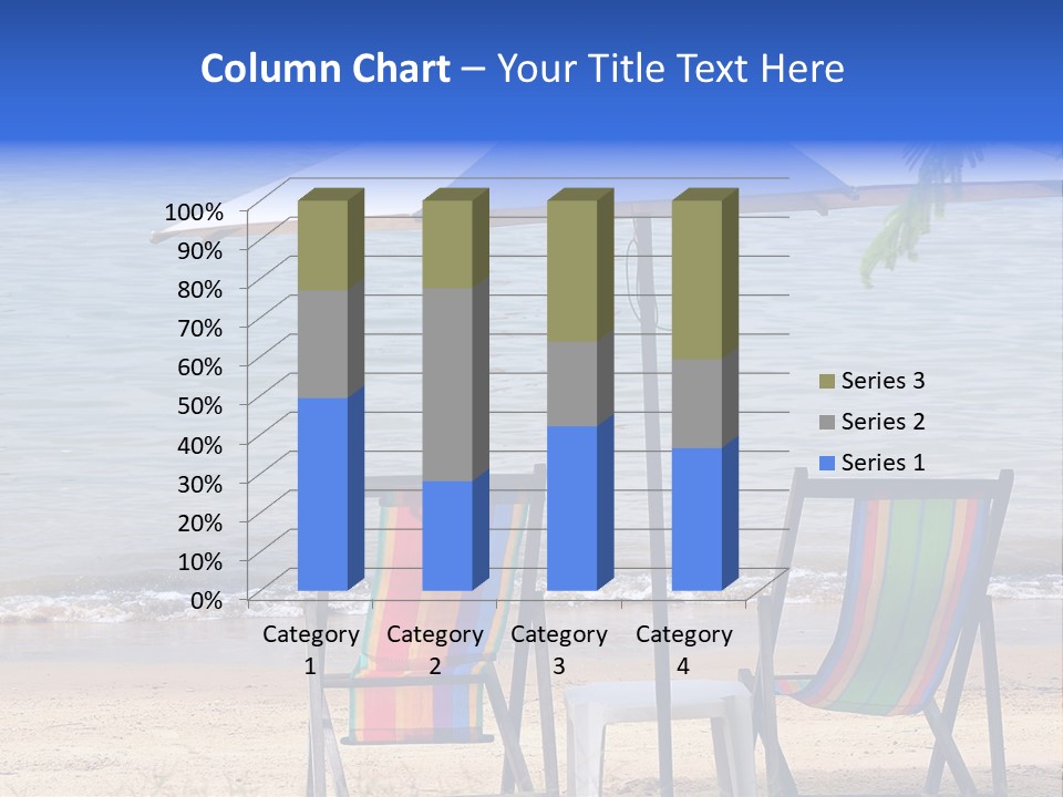 Two Beach Chairs Under An Umbrella On The Beach PowerPoint Template
