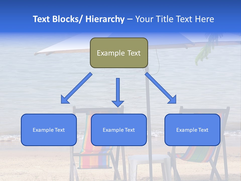 Two Beach Chairs Under An Umbrella On The Beach PowerPoint Template