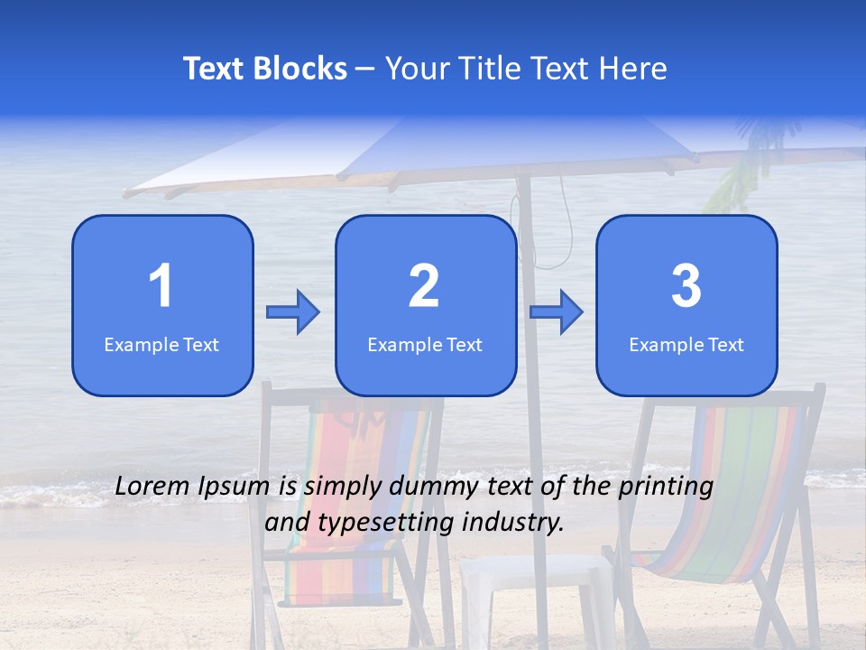 Two Beach Chairs Under An Umbrella On The Beach PowerPoint Template