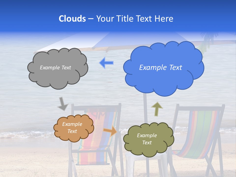 Two Beach Chairs Under An Umbrella On The Beach PowerPoint Template