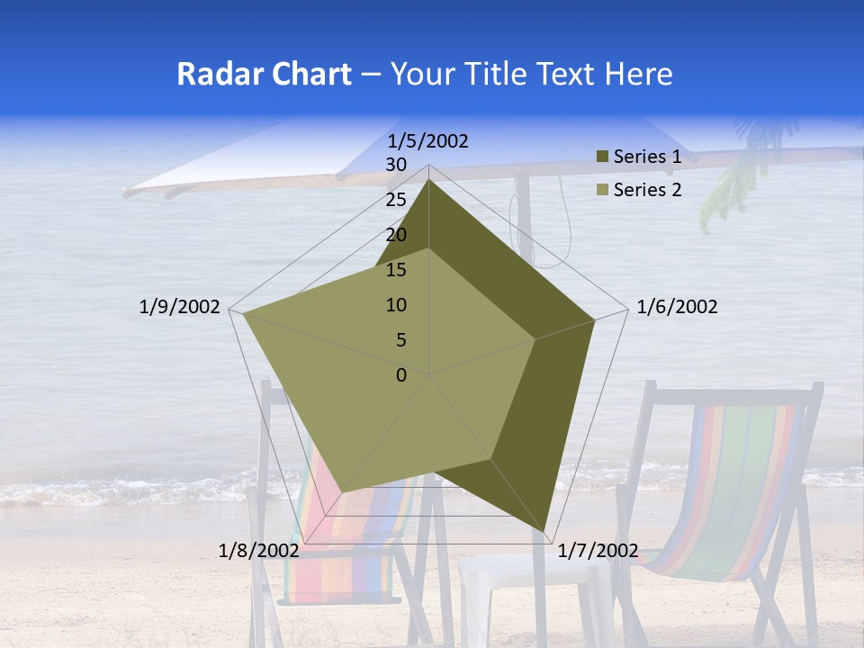 Two Beach Chairs Under An Umbrella On The Beach PowerPoint Template