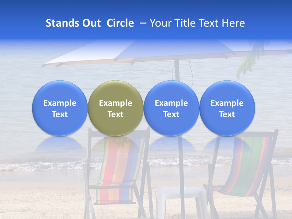 Two Beach Chairs Under An Umbrella On The Beach PowerPoint Template