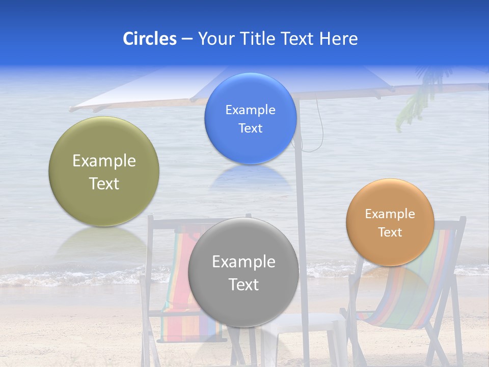 Two Beach Chairs Under An Umbrella On The Beach PowerPoint Template