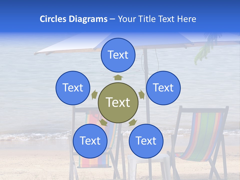 Two Beach Chairs Under An Umbrella On The Beach PowerPoint Template