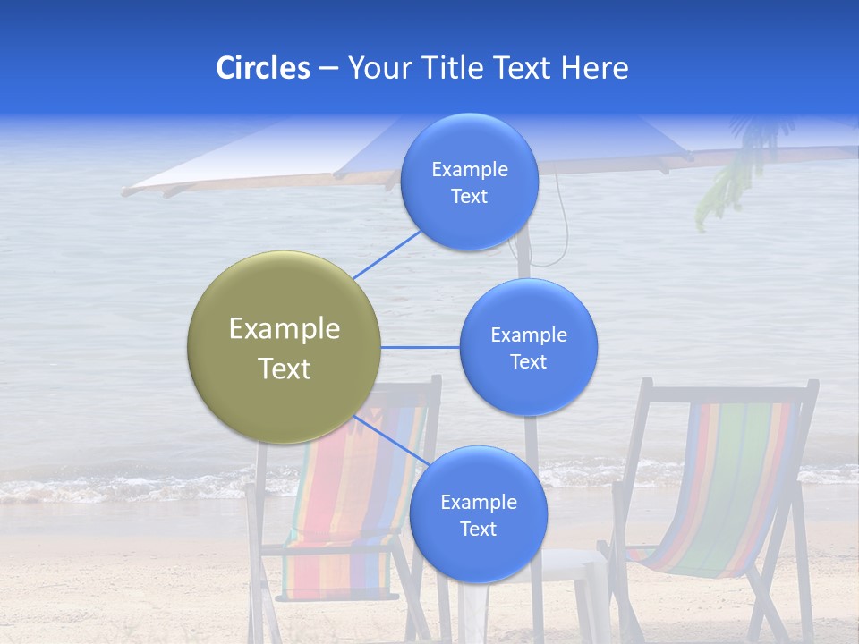 Two Beach Chairs Under An Umbrella On The Beach PowerPoint Template