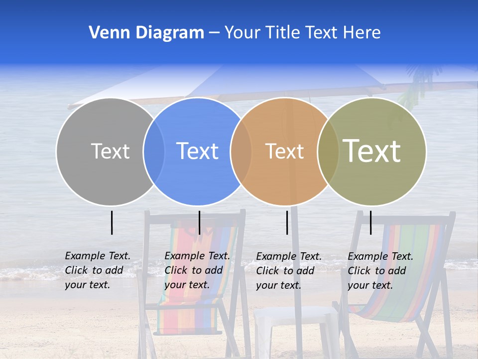 Two Beach Chairs Under An Umbrella On The Beach PowerPoint Template