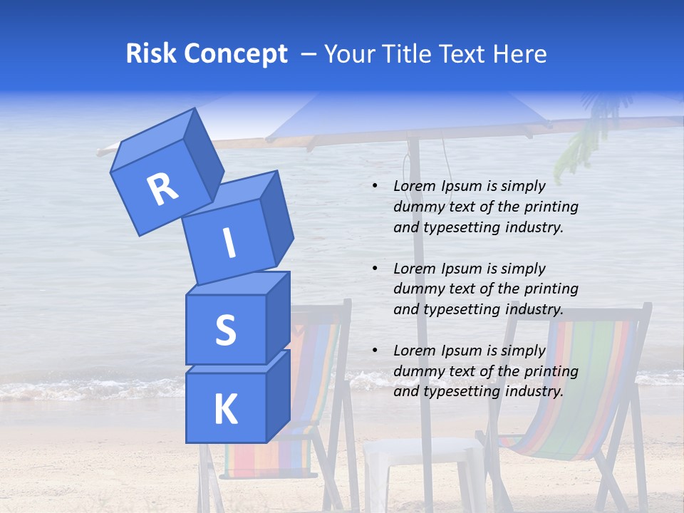 Two Beach Chairs Under An Umbrella On The Beach PowerPoint Template