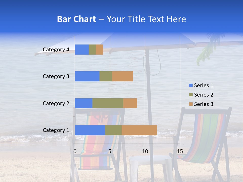 Two Beach Chairs Under An Umbrella On The Beach PowerPoint Template