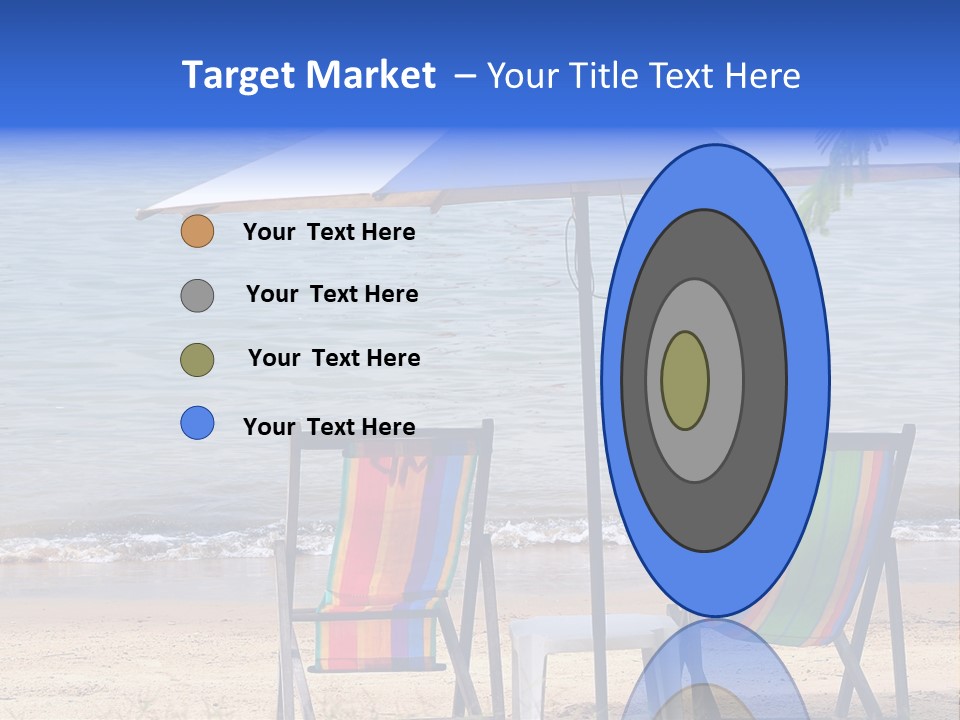 Two Beach Chairs Under An Umbrella On The Beach PowerPoint Template