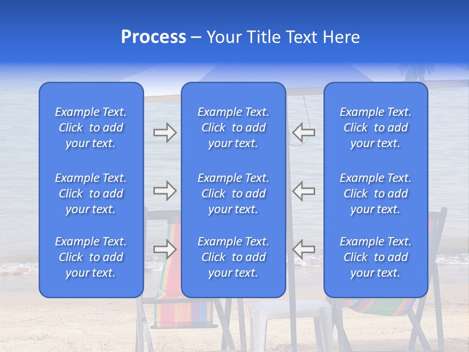 Two Beach Chairs Under An Umbrella On The Beach PowerPoint Template