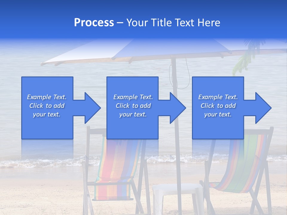 Two Beach Chairs Under An Umbrella On The Beach PowerPoint Template