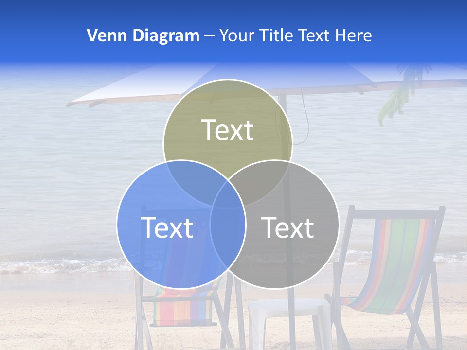 Two Beach Chairs Under An Umbrella On The Beach PowerPoint Template