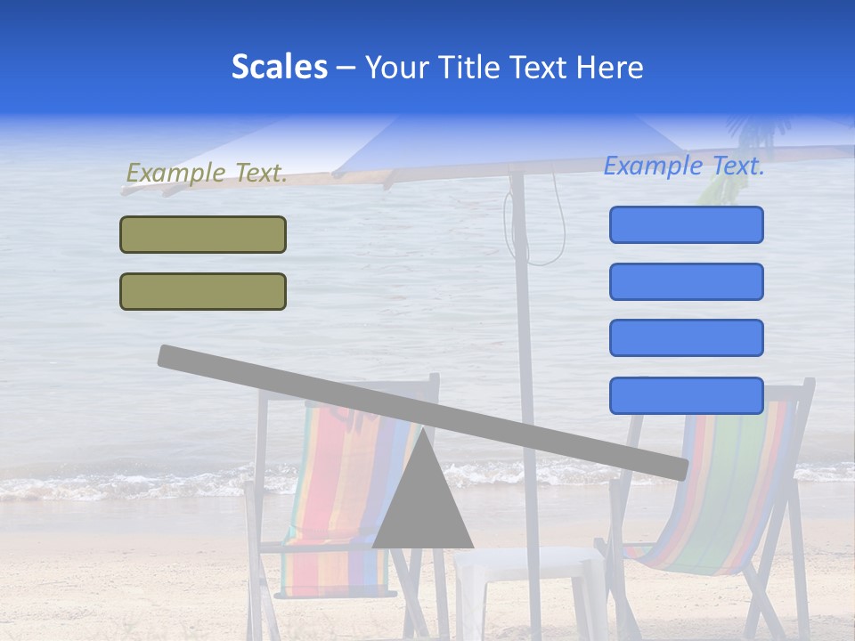 Two Beach Chairs Under An Umbrella On The Beach PowerPoint Template
