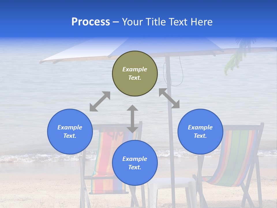 Two Beach Chairs Under An Umbrella On The Beach PowerPoint Template