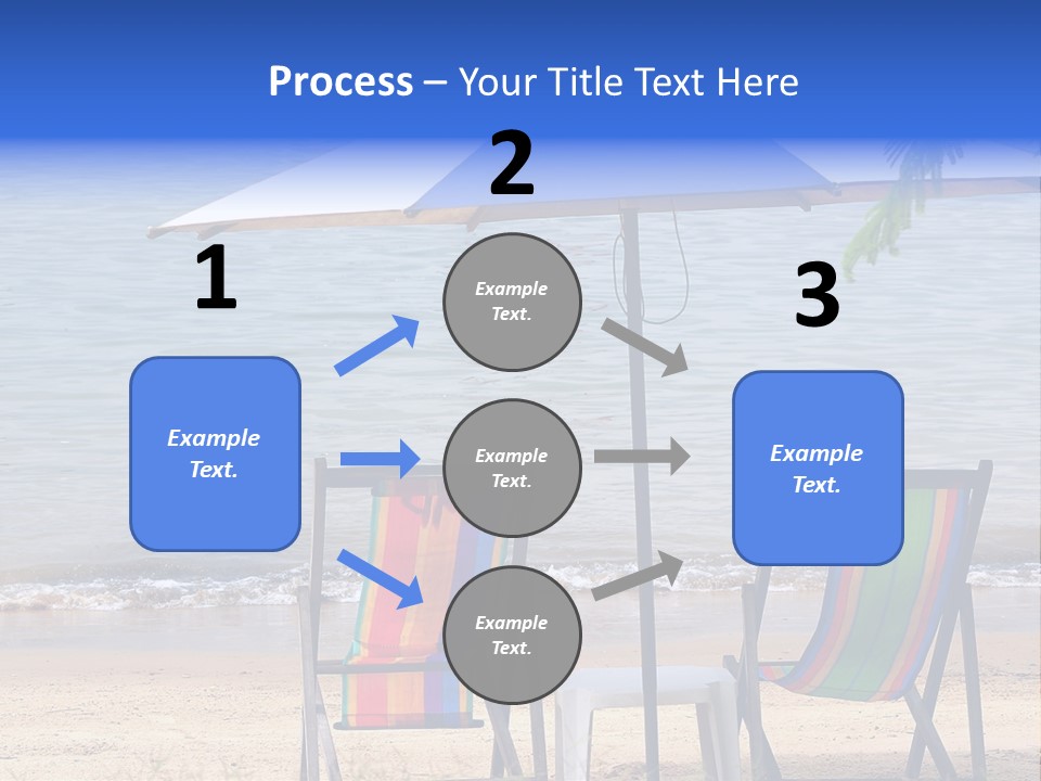 Two Beach Chairs Under An Umbrella On The Beach PowerPoint Template