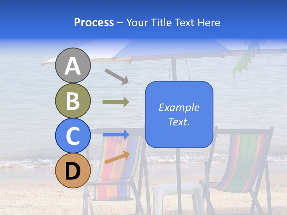 Two Beach Chairs Under An Umbrella On The Beach PowerPoint Template