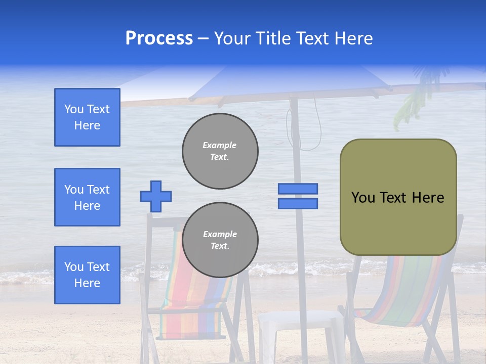 Two Beach Chairs Under An Umbrella On The Beach PowerPoint Template